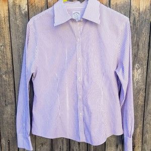 Brooks Brothers 10P Purple Stripe Button Up Fitted